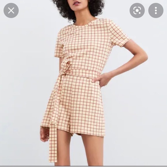 Zara Pants - NWT Zara Plaid Short Sleeve Shorts Romper L277